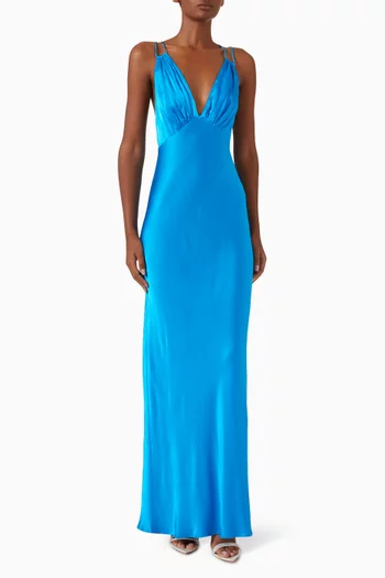 Nora Open-back Maxi Dress in Satin