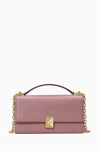 Mini Deco Flap Chain Crossbody Bag in Pebbled Leather