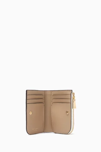 Small Devin Colourblock Compact Wallet in Saffiano Leather