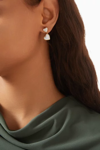 With All My Heart Pave Drop Earrings in Gold-plated Metal