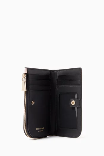 Small Devin Polka-dot Bifold Wallet in Leather