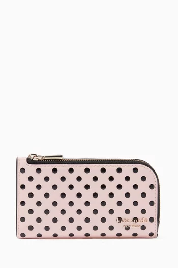 Small Devin Polka-dot Bifold Wallet in Leather