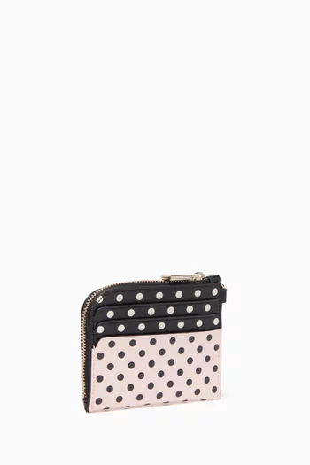 Devin Polka-dot Coin Card Case in Leather