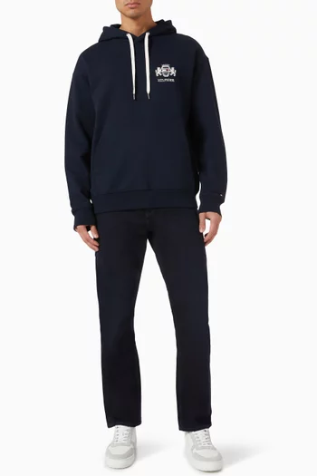 Crest Logo-embroidered Hoodie in Cotton Fleece