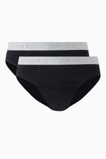 Logo Briefs in Cotton Rib-knit, Set of 2