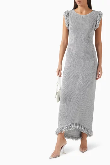 Fringe Dress in Metallic Knit