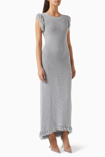 Fringe Dress in Metallic Knit