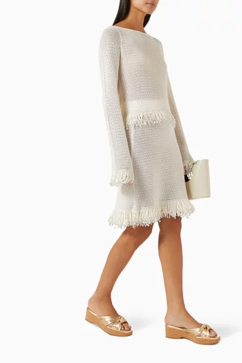 Fringe Midi Skirt in Metallic Knit