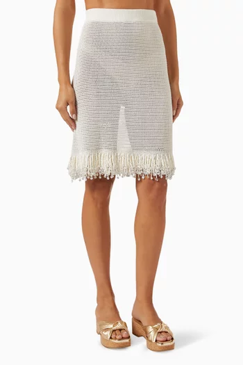 Fringe Midi Skirt in Metallic Knit