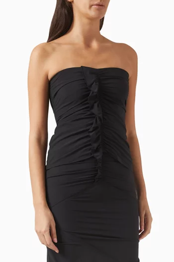 Minimal Ruffle Tube Top in Nylon