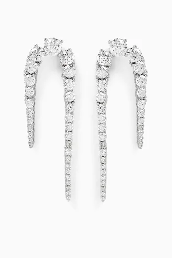 Round Pavé Crystal Drop Earrings in 925 Sterling Silver