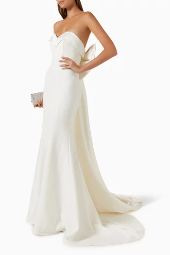 Button Bow Gown in Crepe
