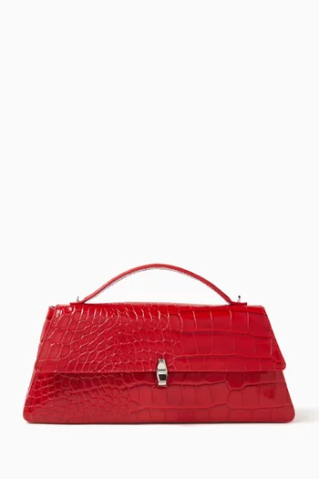 Gia Top-handle Bag in Croc-embossed Leather