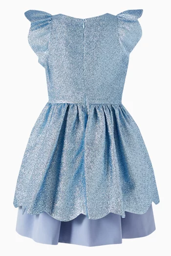 Scalloped Dress in Metallic Glitter Crepe