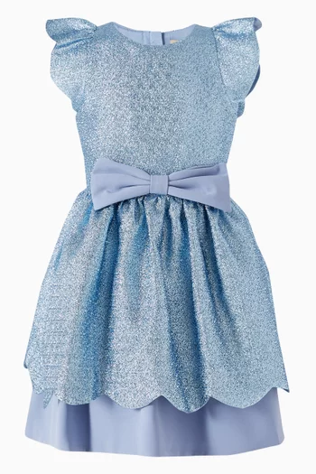 Scalloped Dress in Metallic Glitter Crepe