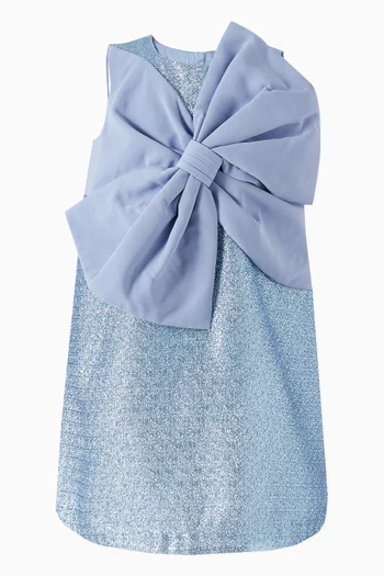 Giant Bow Shift Dress in Jacquard