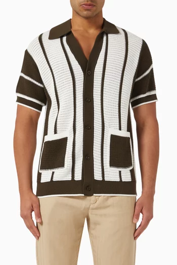 Crochet Cardigan Shirt in Pointelle-knit