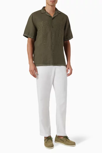 Flavio Palmeira Embroidered Shirt in Linen