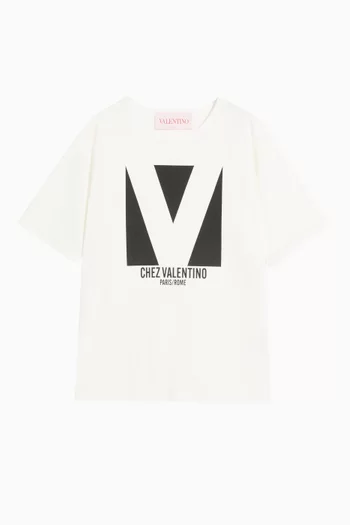 Chez Valentino-print T-shirt in Cotton Jersey
