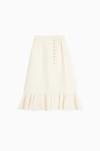 Jewel-button Midi Skirt in Crepe Couture