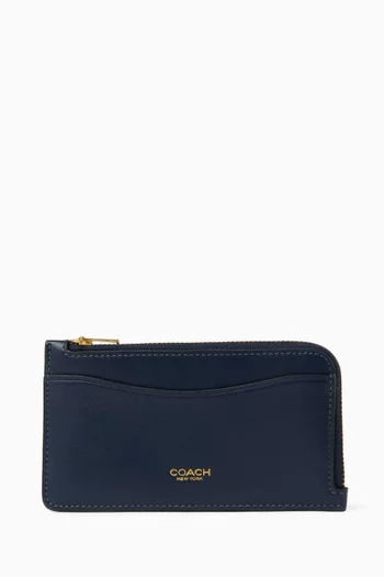 حافظة بطاقات نيويورك بسحّاب جلد