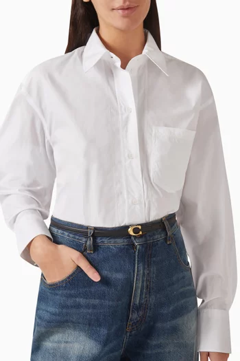 Sculpted Signature Buckle Reversible Belt in Calfskin