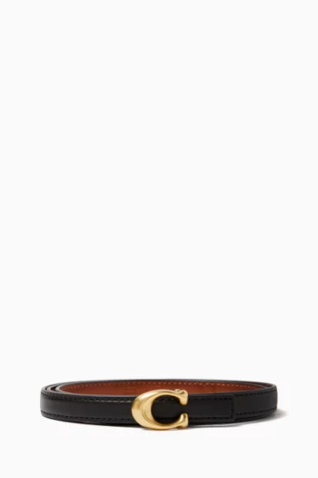 Sculpted Signature Buckle Reversible Belt in Calfskin