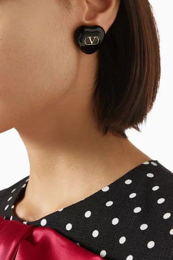 Coeur Royal Enamel Clip-on Earrings in Gold-tone Metal