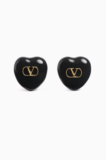 Coeur Royal Enamel Clip-on Earrings in Gold-tone Metal