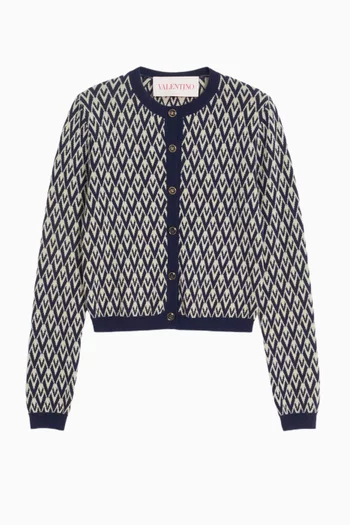 Toute la V Cardigan in Jacquard-wool