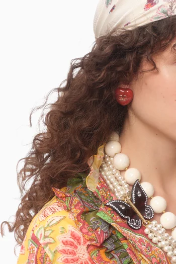 Coeur Royal Enamel Clip-on Earrings in Gold-tone Metal