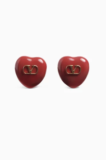 Coeur Royal Enamel Clip-on Earrings in Gold-tone Metal