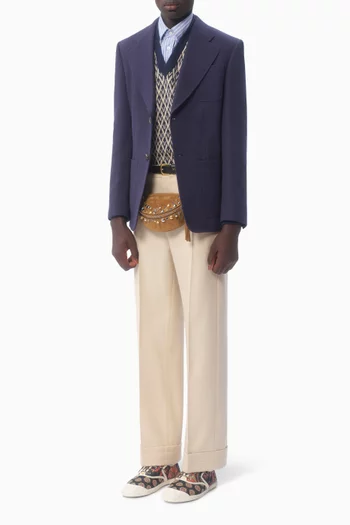 Single-breasted Jacket in Wool Gabardine