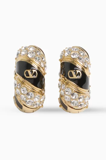 Pas Plus Enamel & Swarovski® Crystal Huggie Earrings