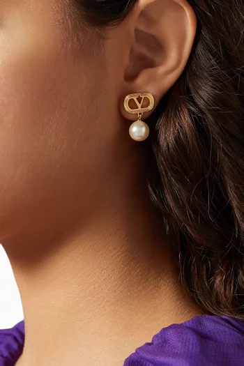 Ovalette Swarovski® Pearl Earrings in Gold-tone Metal