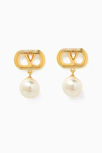 Ovalette Swarovski® Pearl Earrings in Gold-tone Metal