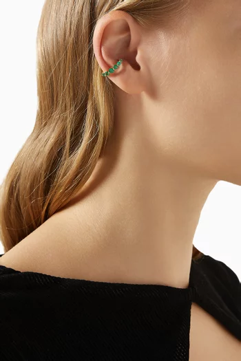 Gradual Emerald Single Ear Cuff in 18kt Yellow Gold