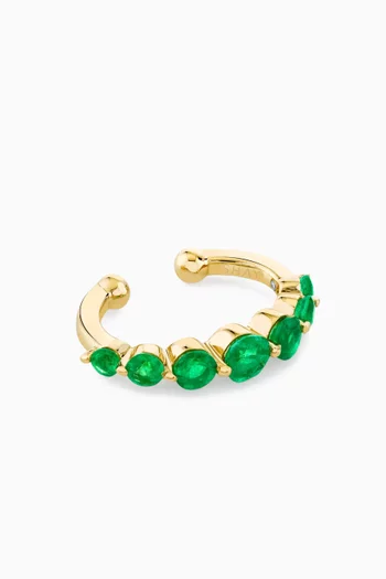 Gradual Emerald Single Ear Cuff in 18kt Yellow Gold