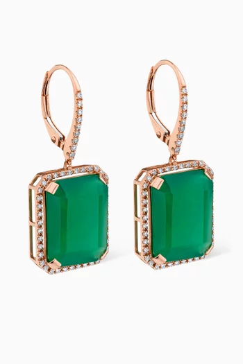 Diamond & Onyx Portrait Earrings in 18kt Rose Gold