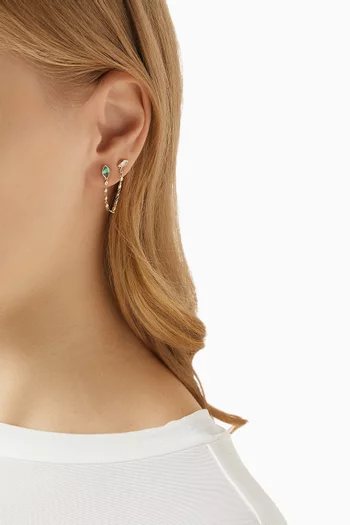 Diamond & Emerald Duo Chain Link Single Earring in 18kt Yellow Gold