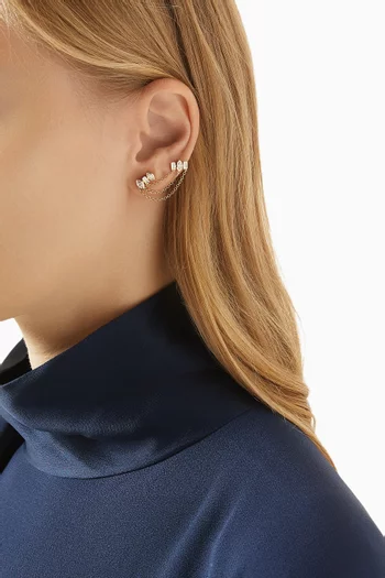 Mixed Diamond Duo Chain Link Single Earring in 18kt Gold
