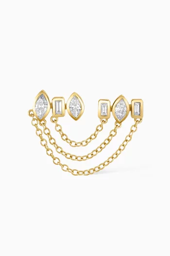 Mixed Diamond Duo Chain Link Single Earring in 18kt Gold