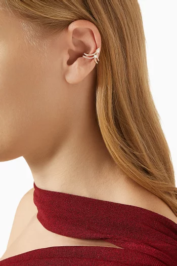 Mixed Diamond Stacked Chevron Single Ear Cuff in 18kt Gold
