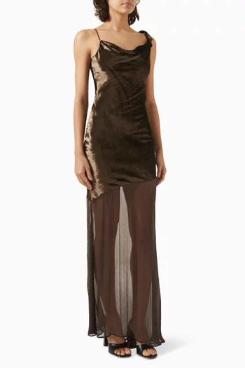 Beaton Maxi Dress in Velvet & Chiffon