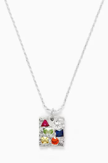Sapphire Cottage Rose Garden Pendant Necklace in Sterling Silver