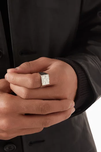 Rose Garden Impression Signet Ring in Sterling Silver
