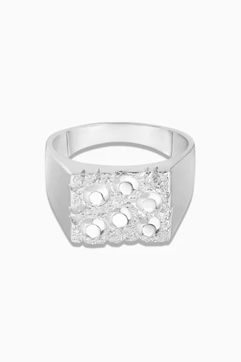 Rose Garden Impression Signet Ring in Sterling Silver