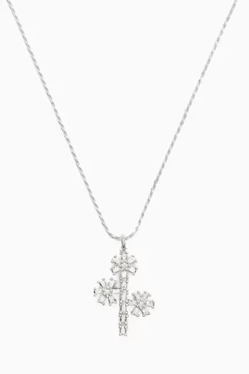 Rambling Rose Impression Pendant Necklace in Sterling Silver