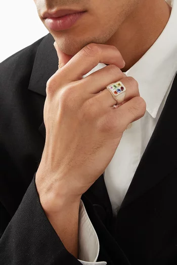Cottage Rose Garden Signet Ring in Sterling Silver