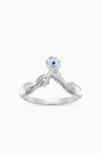 A Flower With Love Ring in Sterling Silver